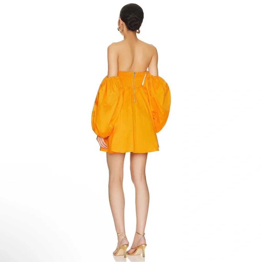 NWT For Love & Lemons St. Lucia Dress Off Shoulder Size Small Orange - Picture 7 of 10